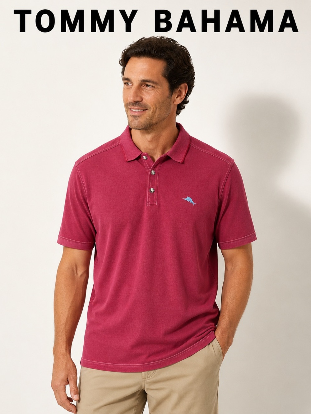 Tommy Bahama Burgundy Supima Cotton Polo Men’s Large Marlin